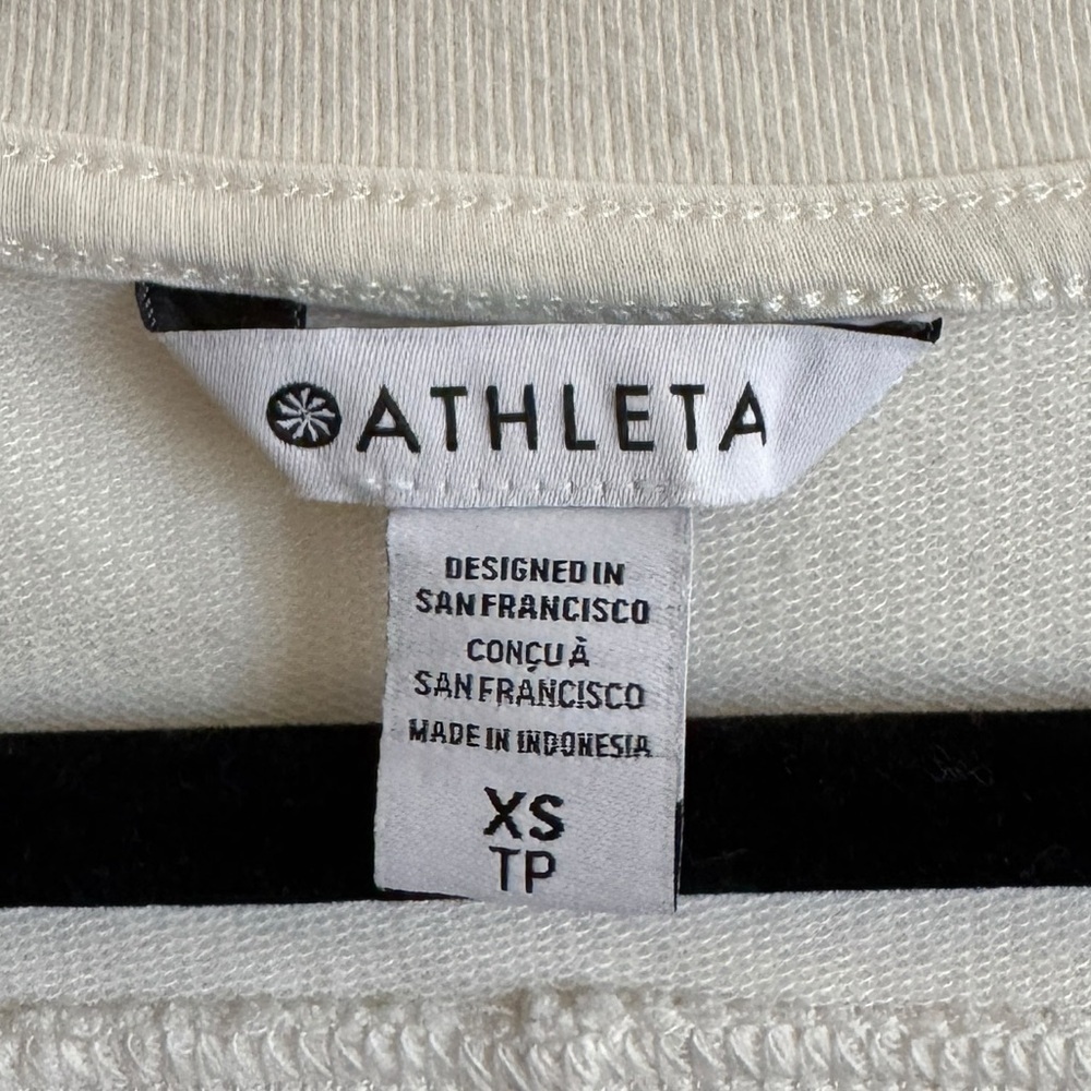 Athleta Retroterry V Neck Sweatshirt Tee in Magnolia White, Size XS - Picture 7 of 10